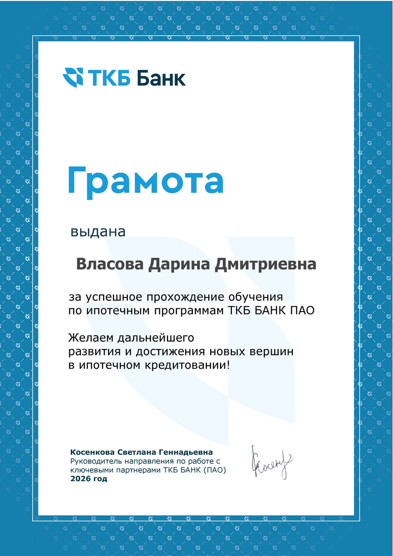 диплом партнера Власова Дарина Дмитриевна